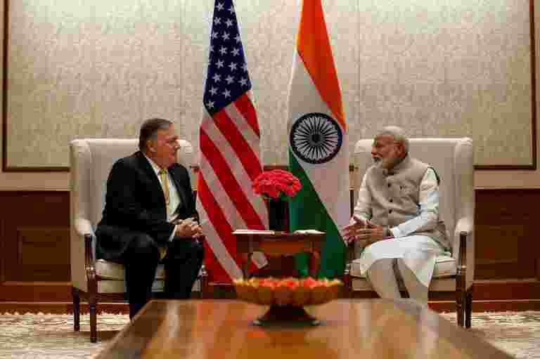 美国国务卿Mike Pompeo符合PM Narendra Modi关于贸易，防守